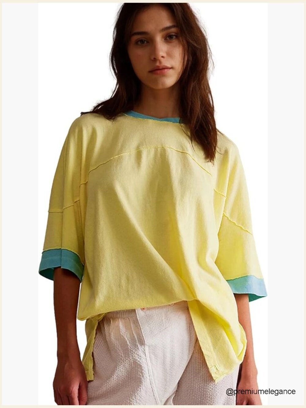 Casual Loose Fit Cotton T-Shirt 3/4 Sleeve Summer Top